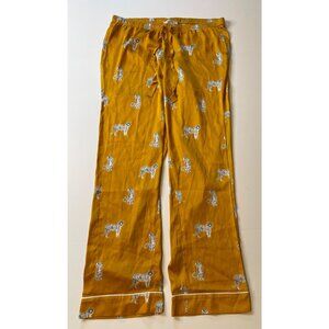 LOFT Mustard Pajama Pants with Animal Print